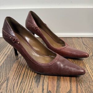 Ann Klein Y2K brown leather heels size 8